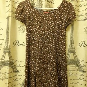 Esprit Vintage Brown Floral Print Baby Doll Dress